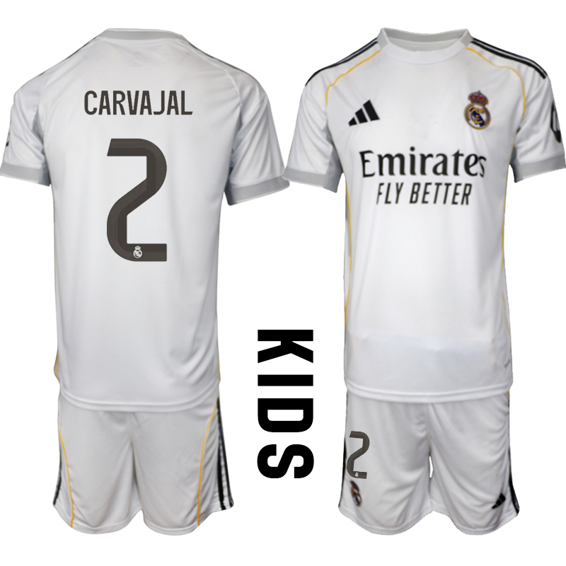 Youth 2025-2026 Club Real Madrid home white #2 Soccer Jersey  01